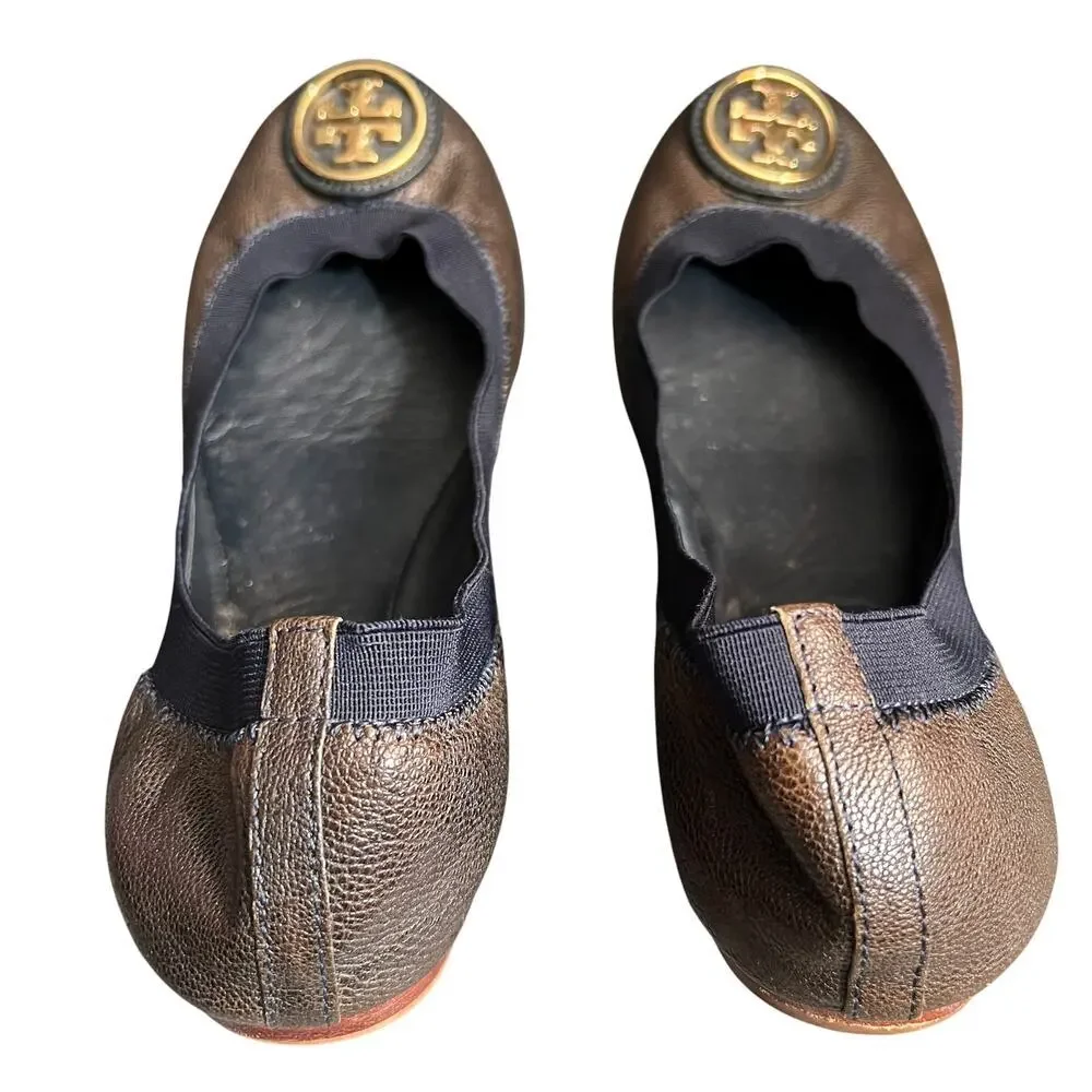 Tory Burch Leather Ballerina Flats Womens 7.5 School College Academia Workwear